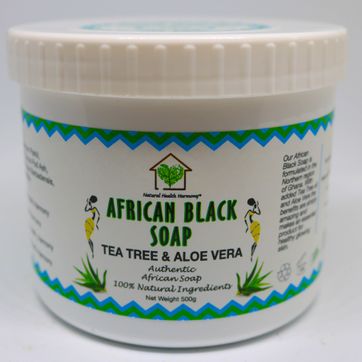 500g Tea Tree & Aloe Vera African Black Soap Tub