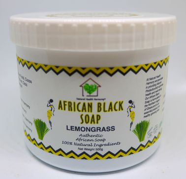 500g Lemongrass African Black Soap Tub